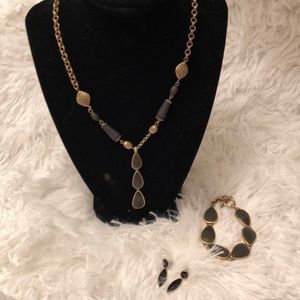 Black necklace with matching bracelet & earrings